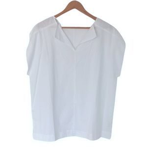 COS Boxy Cotton Shirt With V Opening & Cap Sleeves